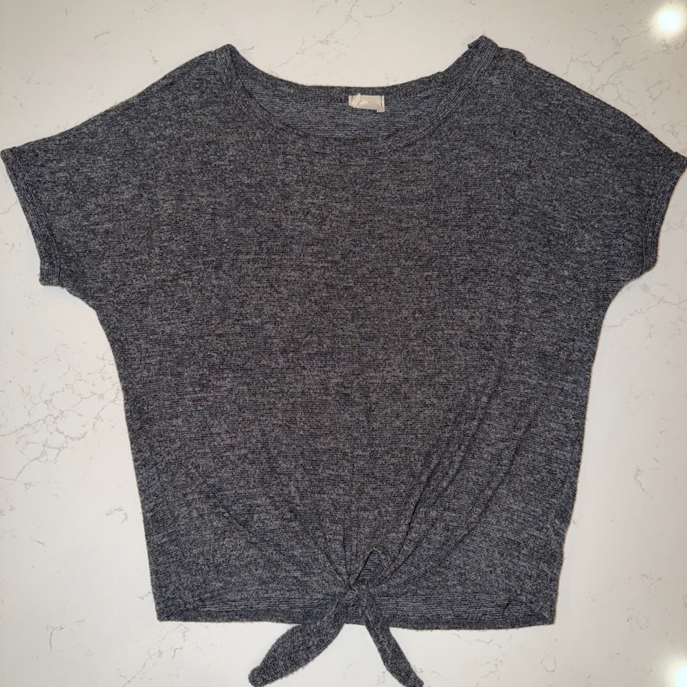 Gray Women's Tie-Front Top
